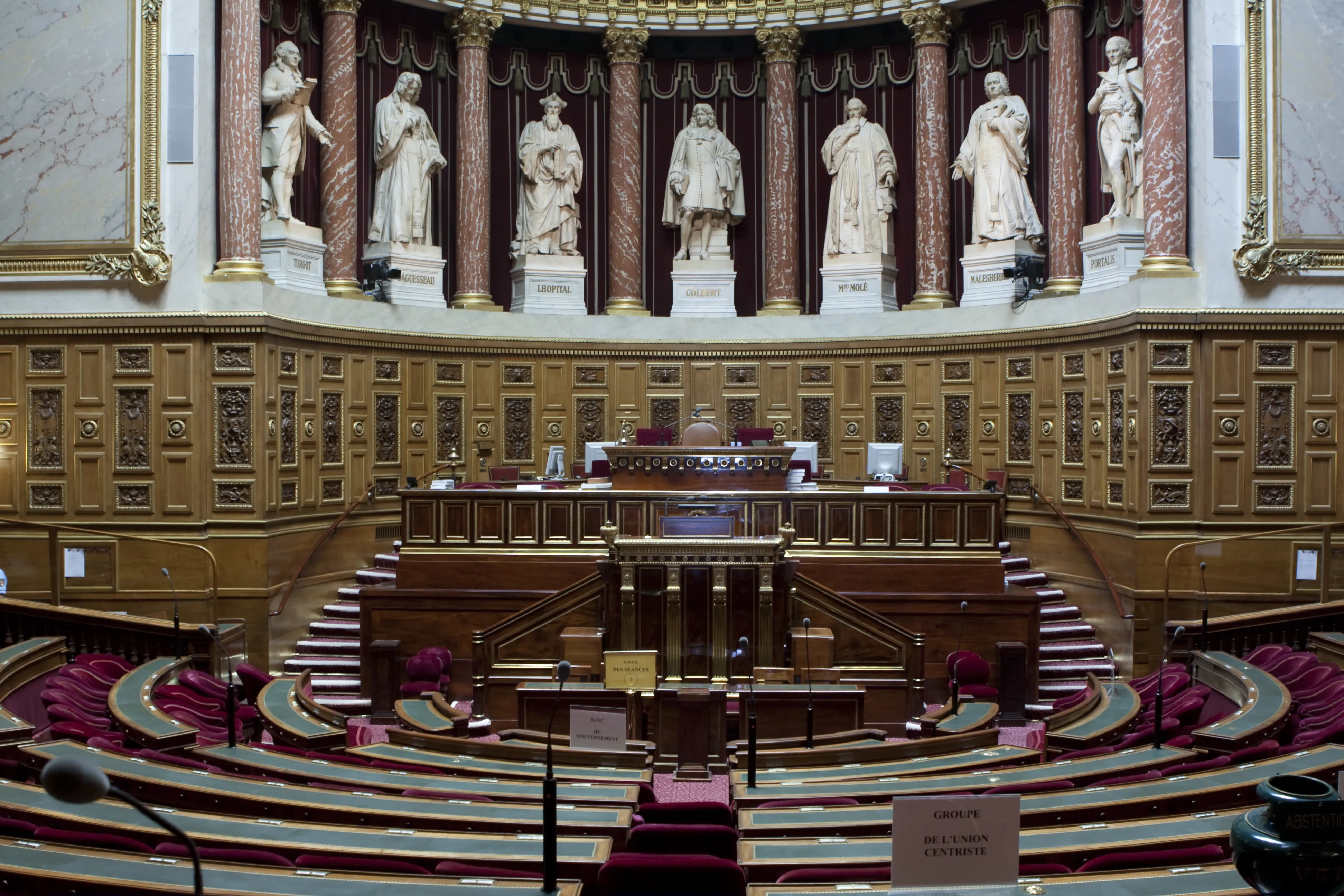 Hémicycle du Sénat français, illustration de la séance parlementaire